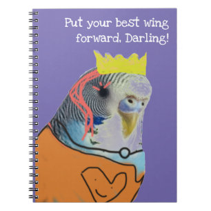 Large spiral crowned parakeet notebook