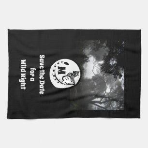 Large Spotted Genet Silhouette Monogram Photo Tea Towel