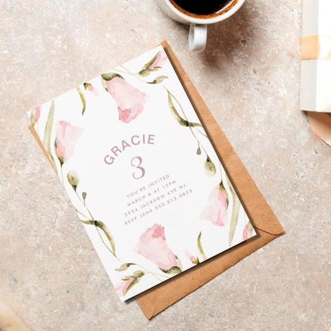 Large Spring Boho Wildflower Birthday Party Girl Invitation (Creator Uploaded)