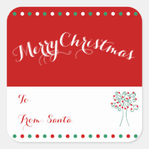 Large Square Christmas Tree Gift Tags Matte