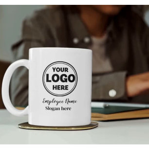 Large Staff Employee Mug Name Slogan Company Logo
