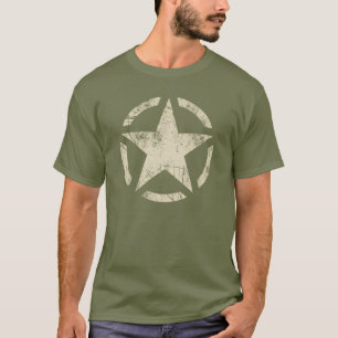 Large Star Grunge Distressed Style T-Shirt