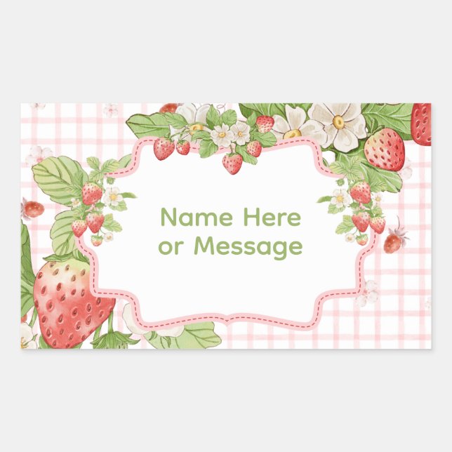 Large Sticker Label Strawberry Theme (Front)