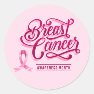 Large Stickers-Pink Ribbon Classic Round Sticker