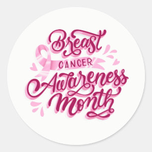 Large Stickers-Pink Ribbon Classic Round Sticker