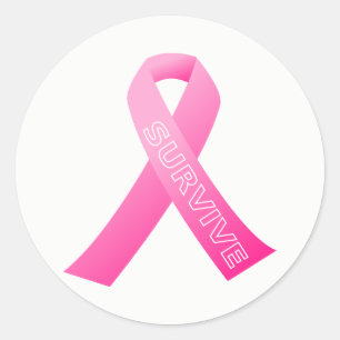 Large Stickers-Survive Pink Ribbon Classic Round Sticker