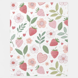 Large Strawberry Pattern Fleece Blanket