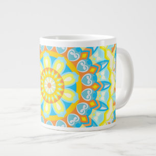 Large Summer Mandala Bright Boho Oversized Coffee Mug