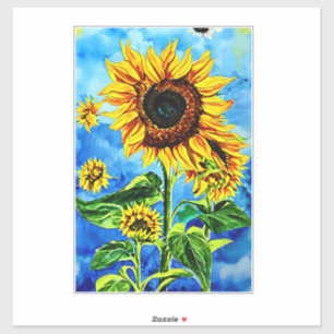 Large Sunflowers Watercolor nature painting