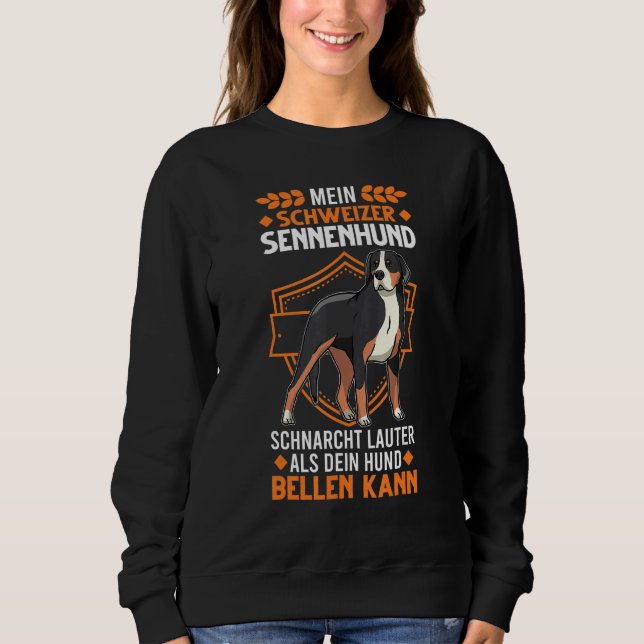 Large Swiss Mountain Dog Snoring Swiss Dog Sweatshirt (Front)