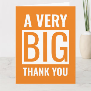 Large Text A Very Big Thank You Orange And White Card