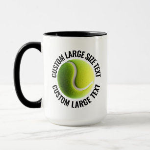 Large Text BLACK Combo 15oz Custom Tennis Mug