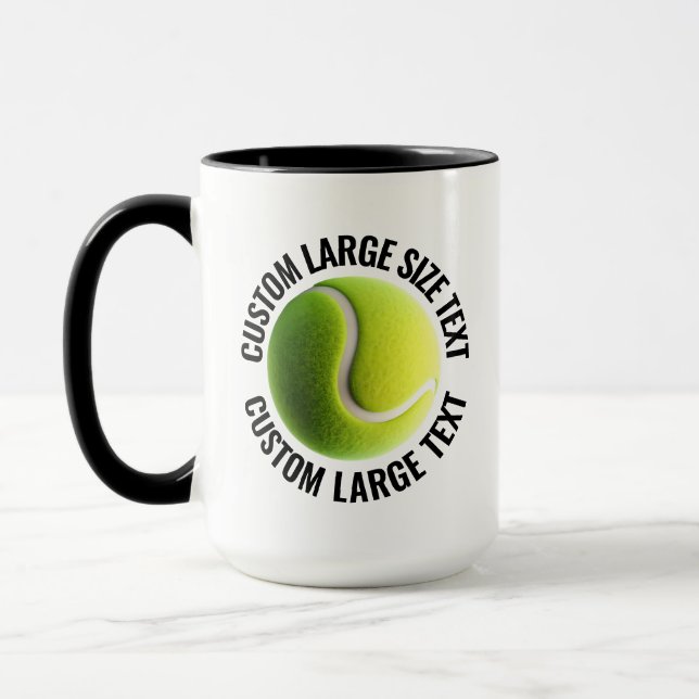 Large Text BLACK Combo 15oz Custom Tennis Mug (Left)