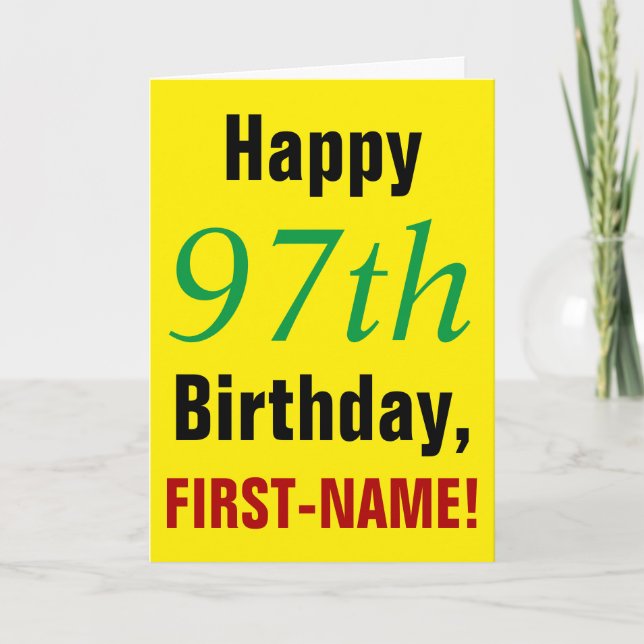 Large Text, Bold, 97th Birthday Greeting Card (Front)