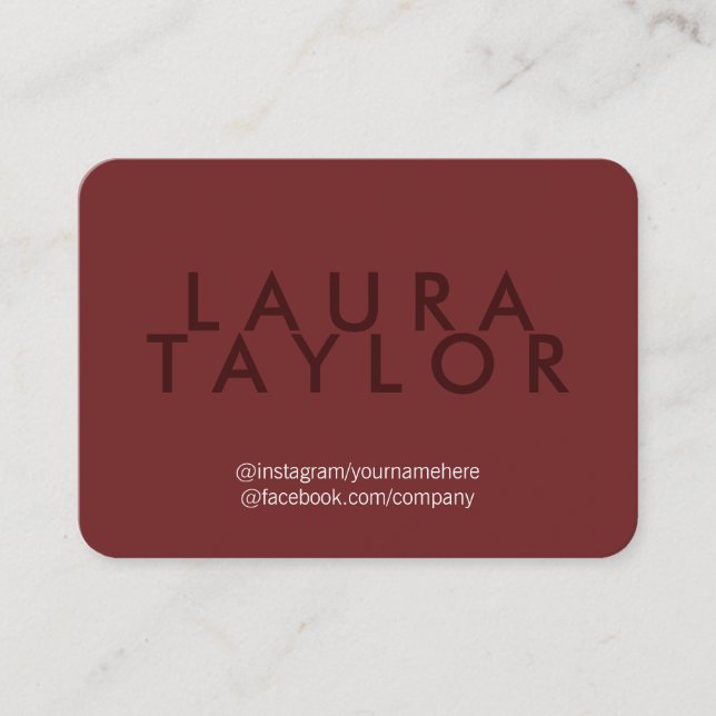 Large Text Deep Red Grey Business Card (Front)