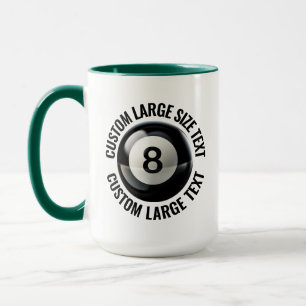 Large Text HUNTER GREEN Combo 15oz Custom 8 Ball Mug