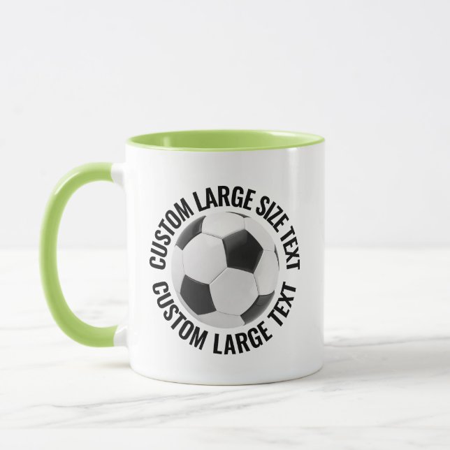 Large Text LIME GREEN Combo 11oz Custom Soccer Mug (Left)