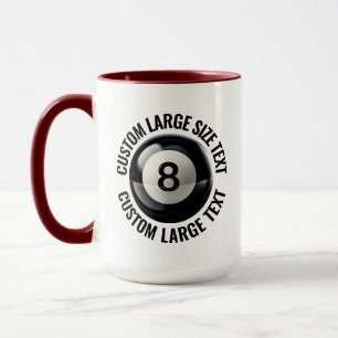Large Text MAROON Combo 15oz Custom 8 Ball Mug