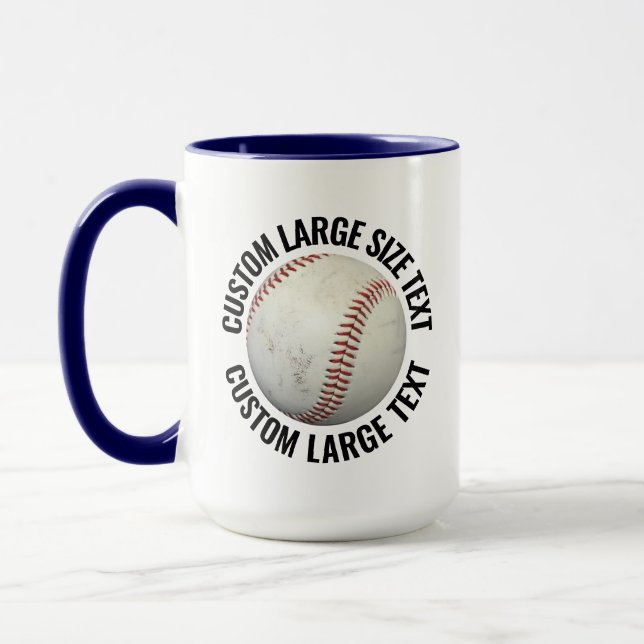 Large Text NAVY BLUE Combo 15oz Custom Baseball Mug (Left)