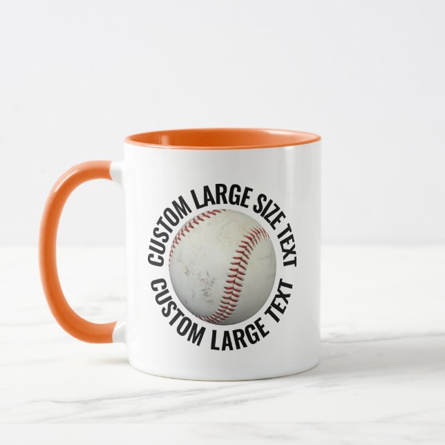 Large Text ORANGE Combo 11oz Custom Baseball Mug (Left)
