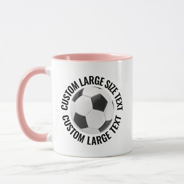 Large Text PINK Combo 11oz Custom Soccer Mug (Left)