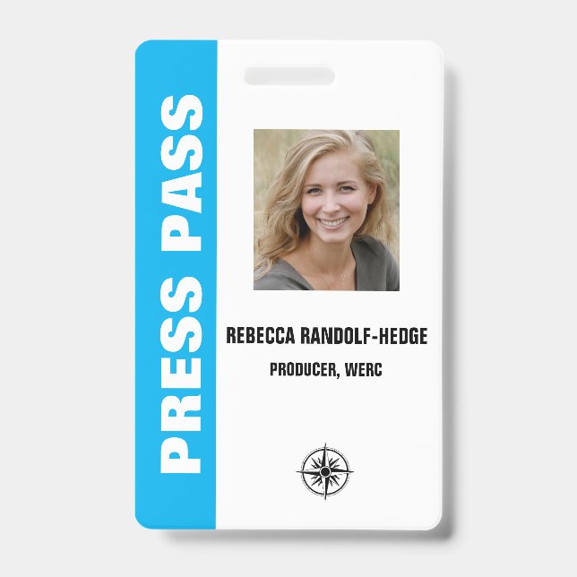 Large Text SPECIAL EVENT PRESS PASS and Photo I.D. ID Badge (Front)