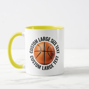 Large Text YELLOW Combo 11oz Custom Basketball Mug