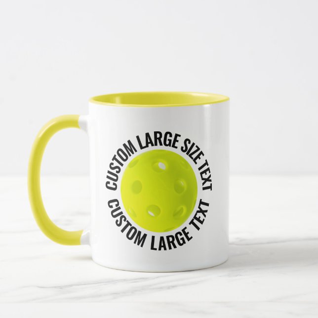 Large Text YELLOW Combo 11oz Custom Pickleball Mug (Left)