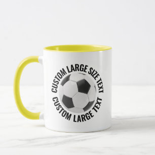 Large Text YELLOW Combo 11oz Custom Soccer Mug
