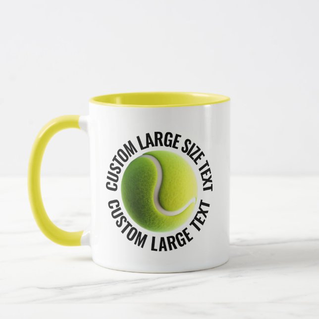 Large Text YELLOW Combo 11oz Custom Tennis Mug (Left)