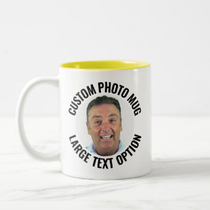 Large Text YELLOW Two-Tone Personalised Photo Mug