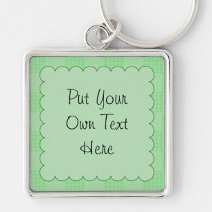 Large Textured Green Patchwork Pattern Key Ring