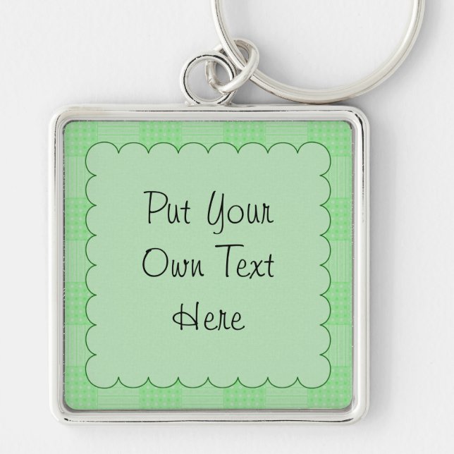 Large Textured Green Patchwork Pattern Key Ring (Front)