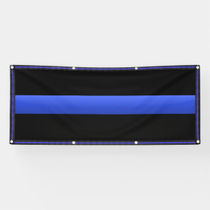 Large Thin Blue Line With Stars Border Banner