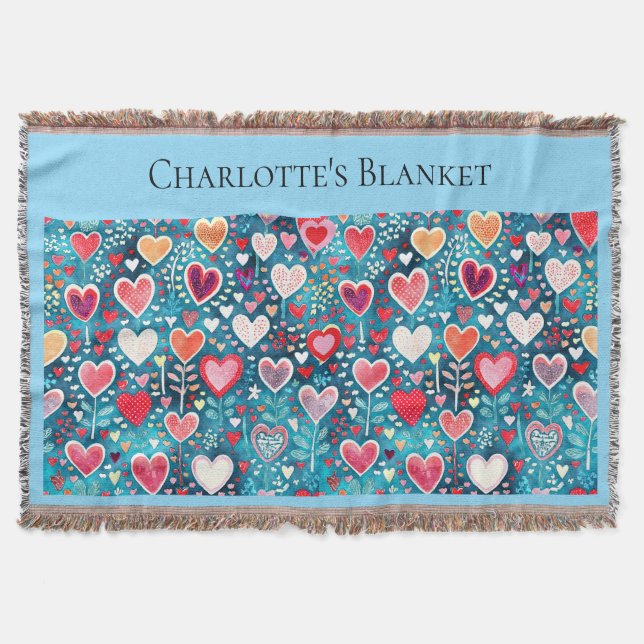 Large Throw - Heart design  Blanket (Front)
