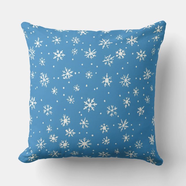 Large Throw Pillow a snow crystal pattern (Front)