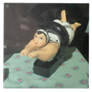 large tile unique photo, ceramic swimmer!