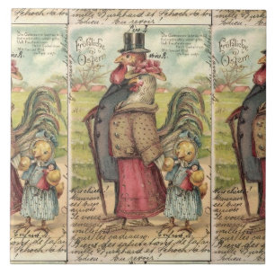 Large Tile Vintage Unique, Funny, Humanized Birds!