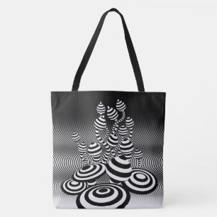 Large Tote bag Magic Mushrooms optical design.