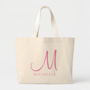 Large Tote Bag Monogram Initial Letter Name