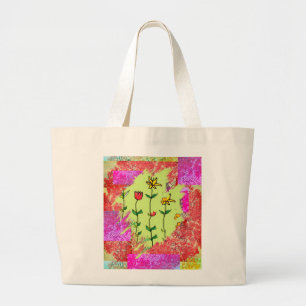 Large Tote Bag - Paint Swatch Floral 