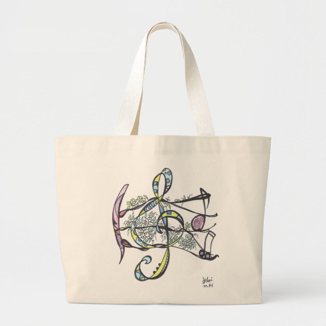 large tote--ivy treble clef tote bag (Front)