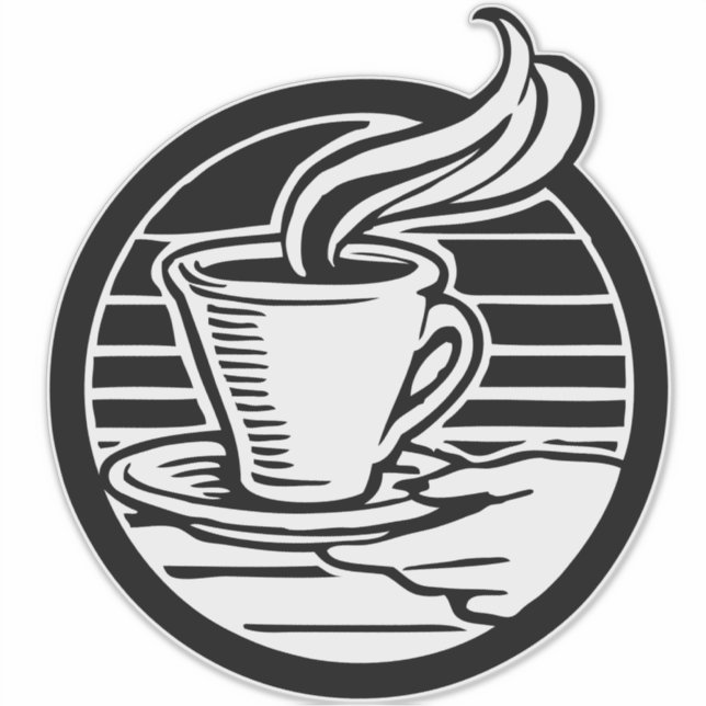 Large transparent 14" × 14" Coffee Logo sticker (Front)