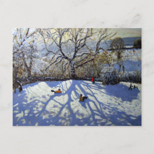 Large tree and tobogganers Youlgreave Postcard