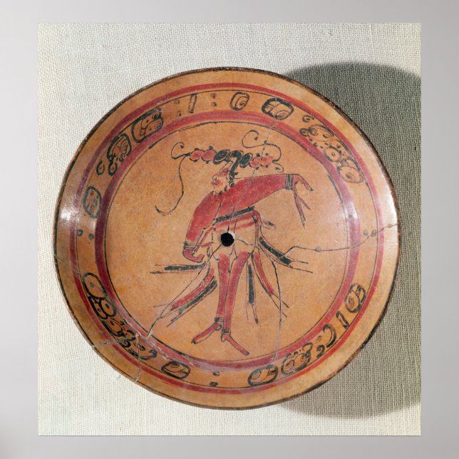 Large tripodal dish depicting an actor or dancer poster (Front)