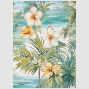 Large Tropical Pastel Hibiscus Decoupage Tissue Paper