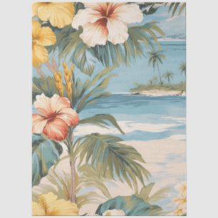 Large Tropical Pastel Ocean View Decoupage Tissue Paper