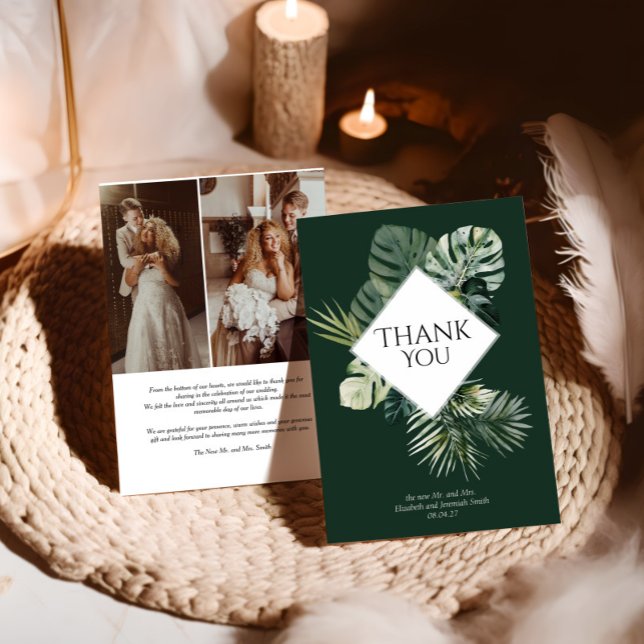 Large Tropical Thank You Card with Photo Botanical (Creator Uploaded)