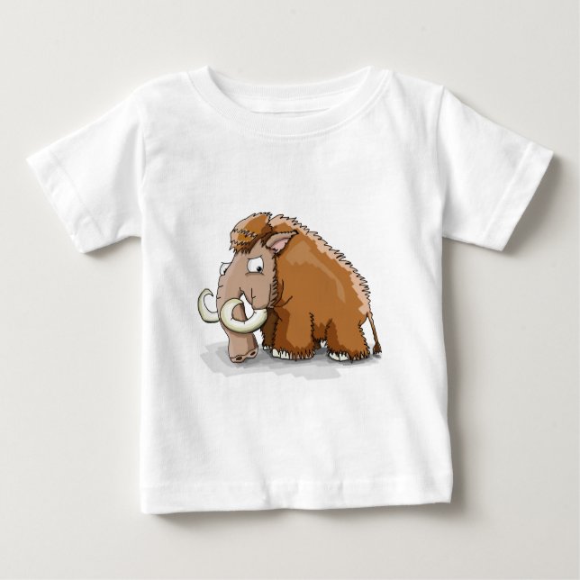 Large trunk and tusks cartoon mammoth baby T-Shirt (Front)