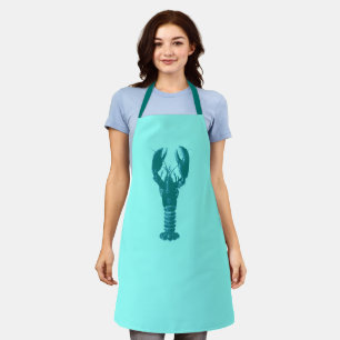 Large Turquoise Lobster on Light Aqua  Apron